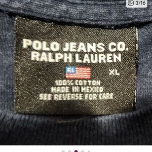VINTAGE POLO JEANS BLACK LABEL RALPH LAUREN NAVY MENS SIZE XL TSHIRT LONG SLEEVE